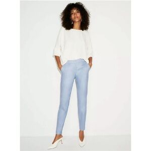 NWT Express Columnist Linen Blend Mid-Rise Trouser Ankle Pant Sz 10 Blue Career